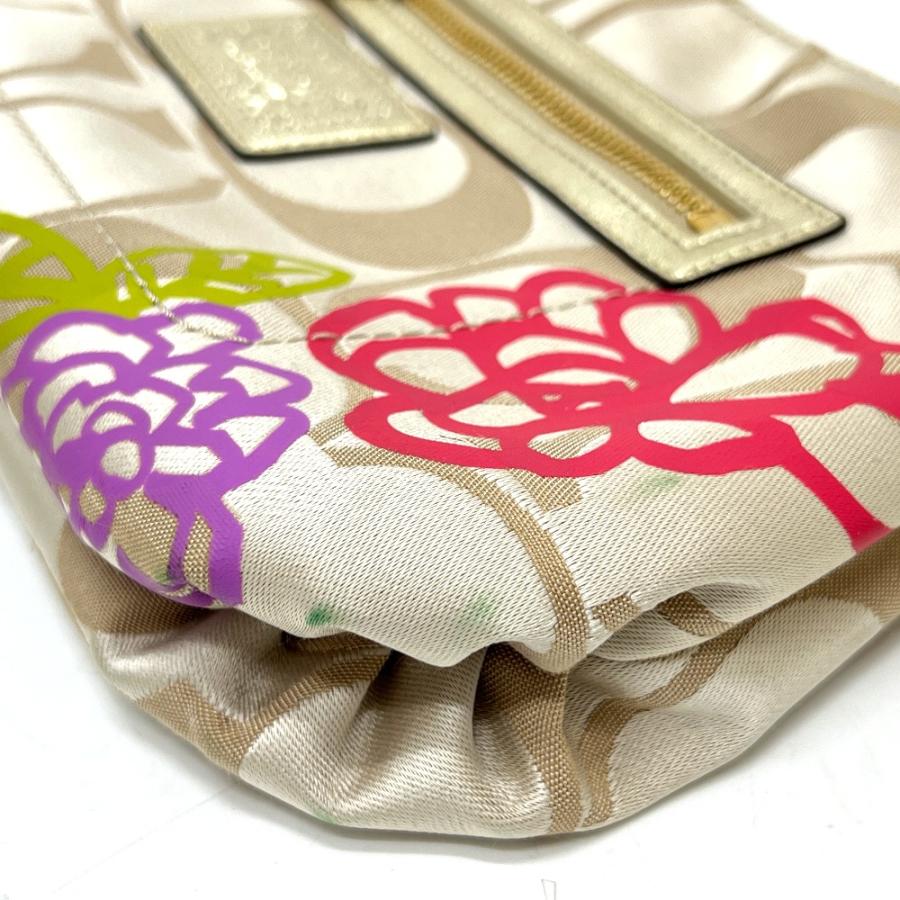 COACH コーチ F20761 ポピーデイジー フローラル アップリケ シグネチャー カバン バッグ 斜め掛け ショルダーバッグ ベージュ 【中古】 | COACH | 02