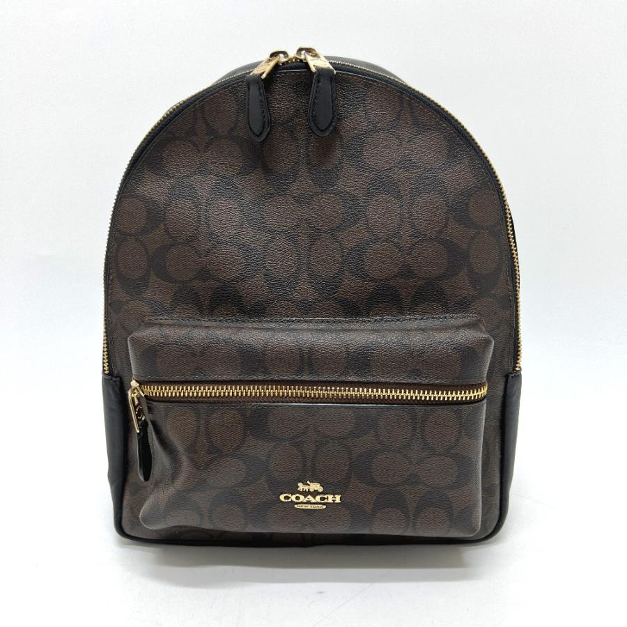 COACH コーチ F32200 チャーリー シグネチャー バックパック カバン バッグ リュック リュックサック ブラウン レディース【中古】 | COACH | 01