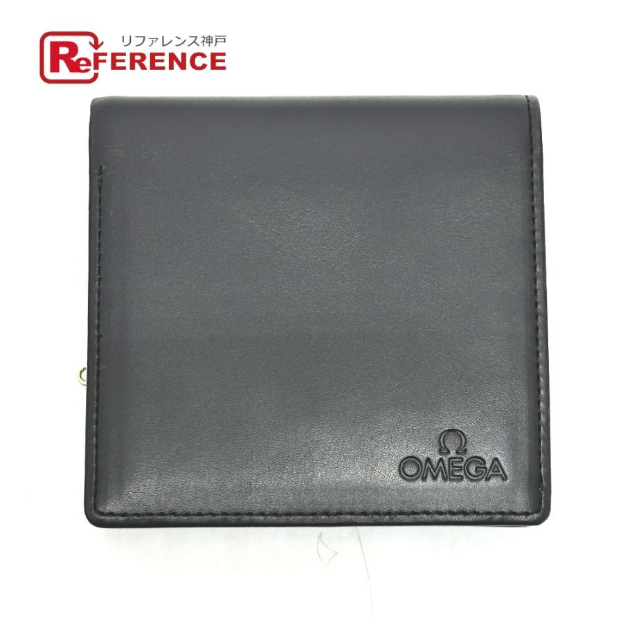 未使用 OMEGA オメガ ロゴ がま口 短財布 コンパクトウォレット ミニウォレット 2つ折り財布 ブラック メンズ【中古】 | OMEGA