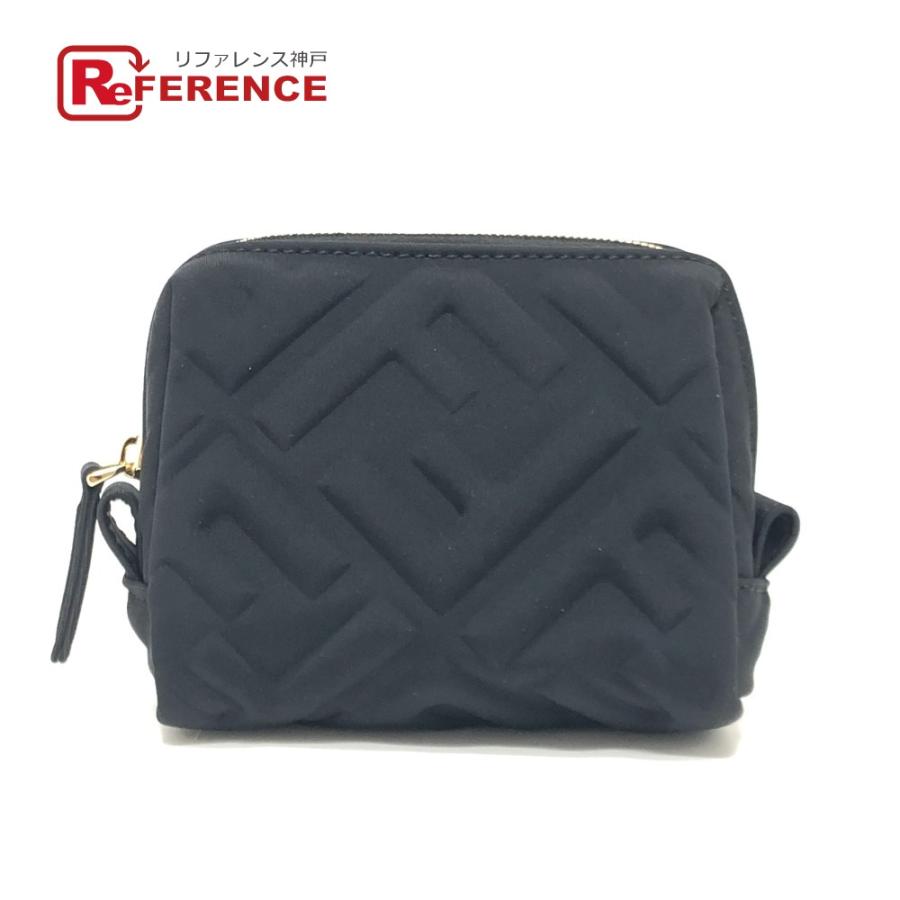 FENDI フェンディ 8N0179 FF ロゴ ズッカ エンボス メイクポーチ 化粧ポーチ ポーチ 小物入れ 化粧ポーチ ブラック レディース【中古】 | FENDI