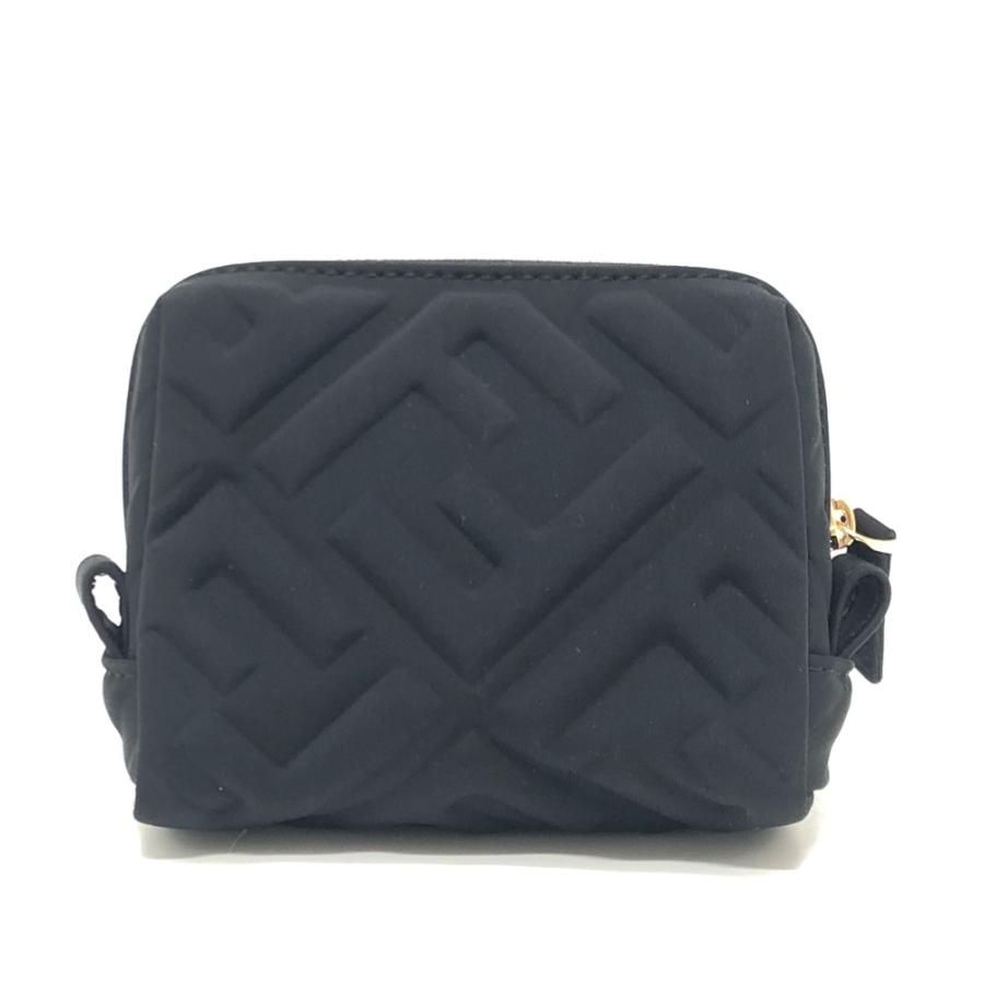 FENDI フェンディ 8N0179 FF ロゴ ズッカ エンボス メイクポーチ 化粧ポーチ ポーチ 小物入れ 化粧ポーチ ブラック レディース【中古】 | FENDI | 01