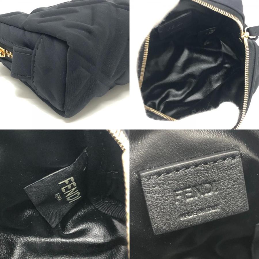 FENDI フェンディ 8N0179 FF ロゴ ズッカ エンボス メイクポーチ 化粧ポーチ ポーチ 小物入れ 化粧ポーチ ブラック レディース【中古】 | FENDI | 08