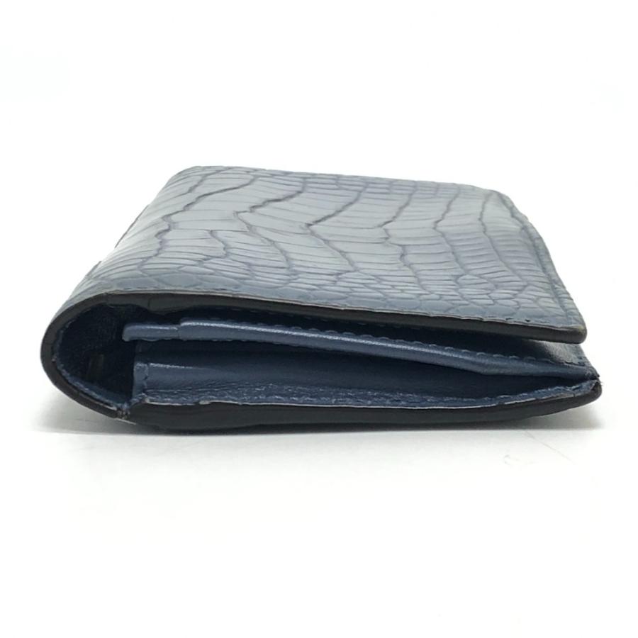 GUCCI グッチ 203887 ロングウォレット 2つ折り 財布 ウォレット 小物 長財布 クロコダイル ブルー メンズ【中古】 | GUCCI | 03