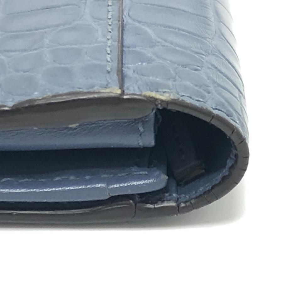 GUCCI グッチ 203887 ロングウォレット 2つ折り 財布 ウォレット 小物 長財布 クロコダイル ブルー メンズ【中古】 | GUCCI | 06