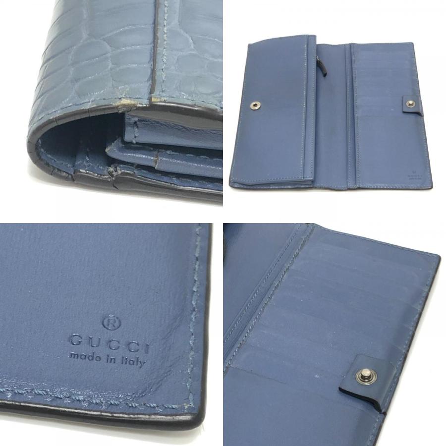 GUCCI グッチ 203887 ロングウォレット 2つ折り 財布 ウォレット 小物 長財布 クロコダイル ブルー メンズ【中古】 | GUCCI | 07
