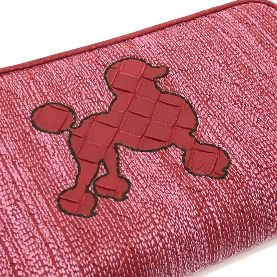 BOTTEGA VENETA ボッテガヴェネタ イントレチャート プードル ドッグ 犬 ストラップ ラウンドファスナー 長財布 レッド レディース【中古】 |  | 06