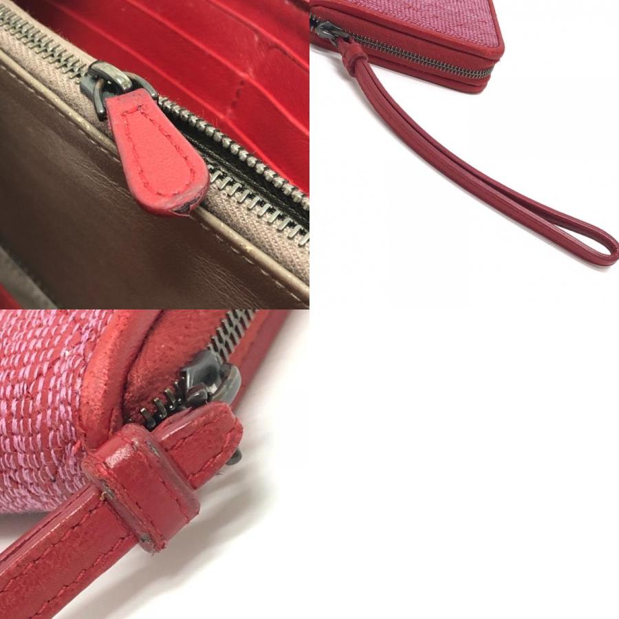 BOTTEGA VENETA ボッテガヴェネタ イントレチャート プードル ドッグ 犬 ストラップ ラウンドファスナー 長財布 レッド レディース【中古】 |  | 09