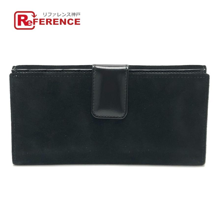 GUCCI グッチ インターロッキングG ロングウォレット 財布 フラップ オールドグッチ 長財布 スエード ブラック レディース【中古】 | GUCCI