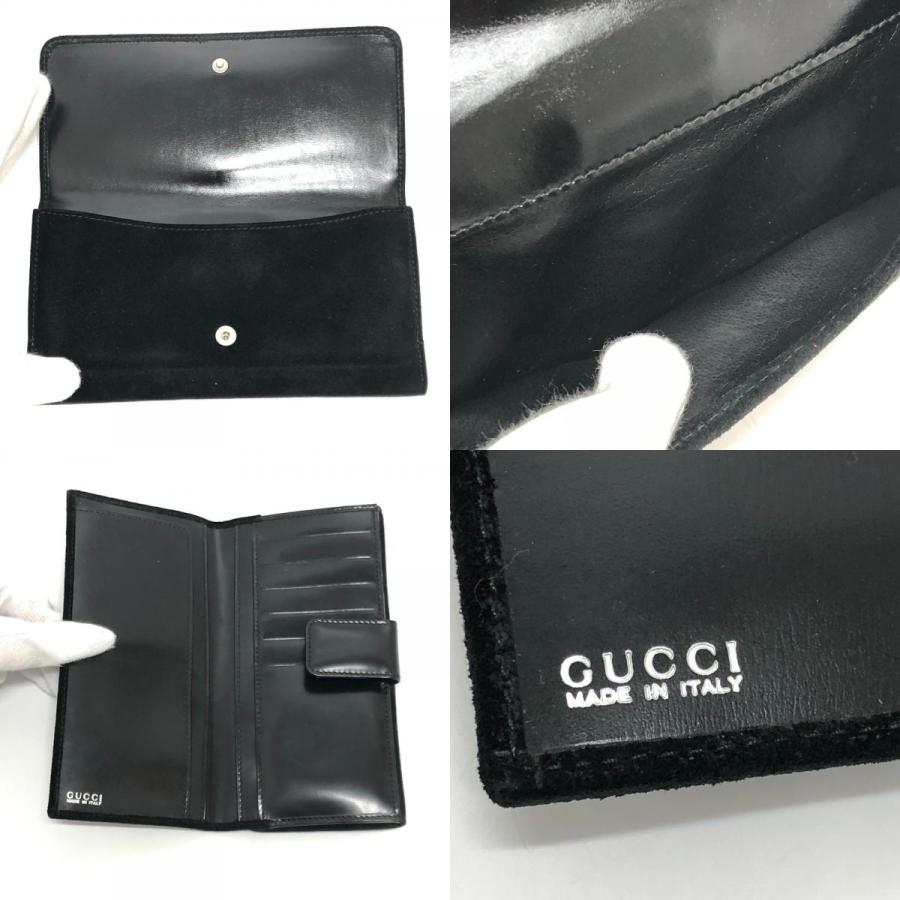 GUCCI グッチ インターロッキングG ロングウォレット 財布 フラップ オールドグッチ 長財布 スエード ブラック レディース【中古】 | GUCCI | 07