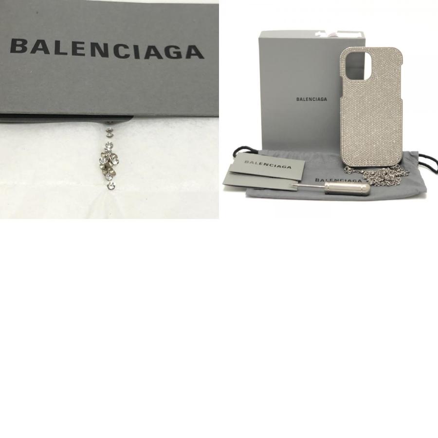 BALENCIAGA バレンシアガ 672661 ラインストーン iPhone 12 フォンホルダー チェーンショルダー iPhoneケース シルバー レディース【中古】 | BALENCIAGA | 09
