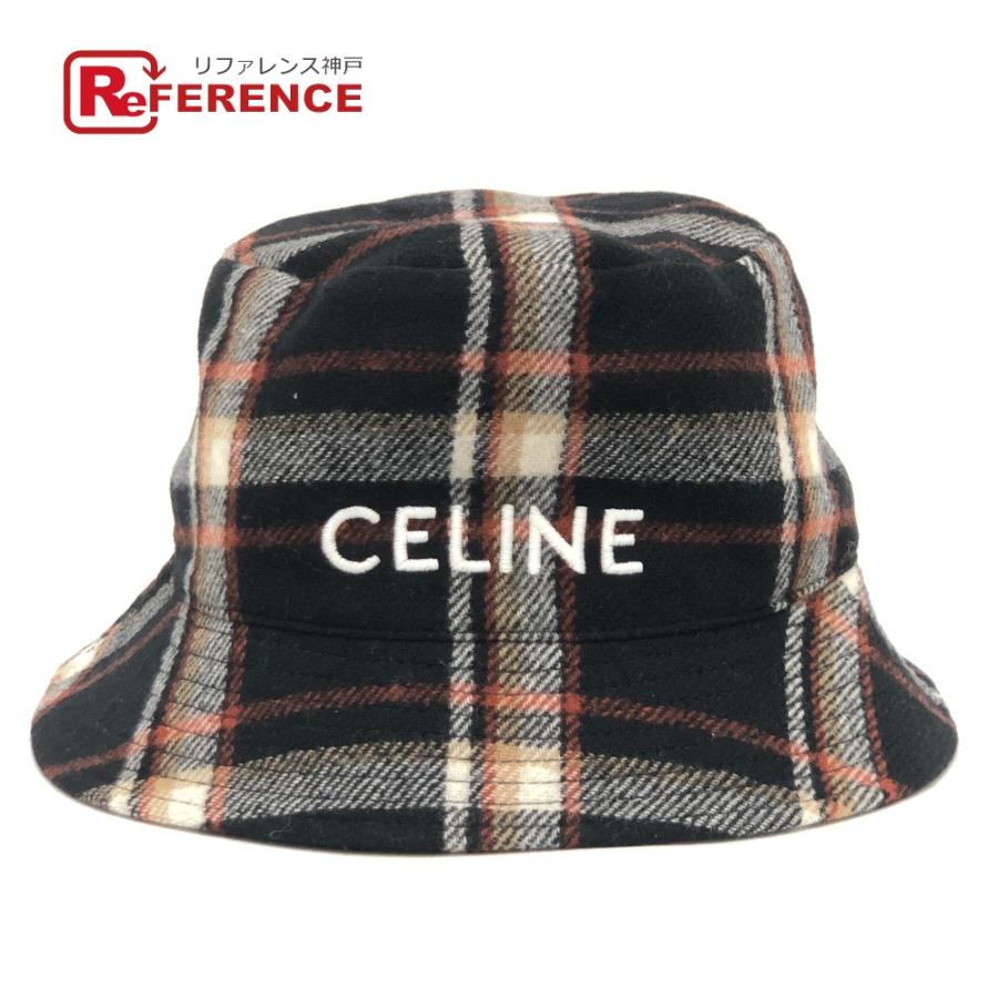 CELINE セリーヌ 2AU5B231L ロゴ チェック ハット帽 帽子 バケットハット ボブハット ウール ハット マルチカラー レディース【中古】 | CELINE