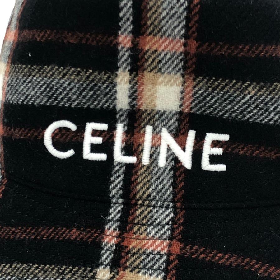 CELINE セリーヌ 2AU5B231L ロゴ チェック ハット帽 帽子 バケットハット ボブハット ウール ハット マルチカラー レディース【中古】 | CELINE | 04