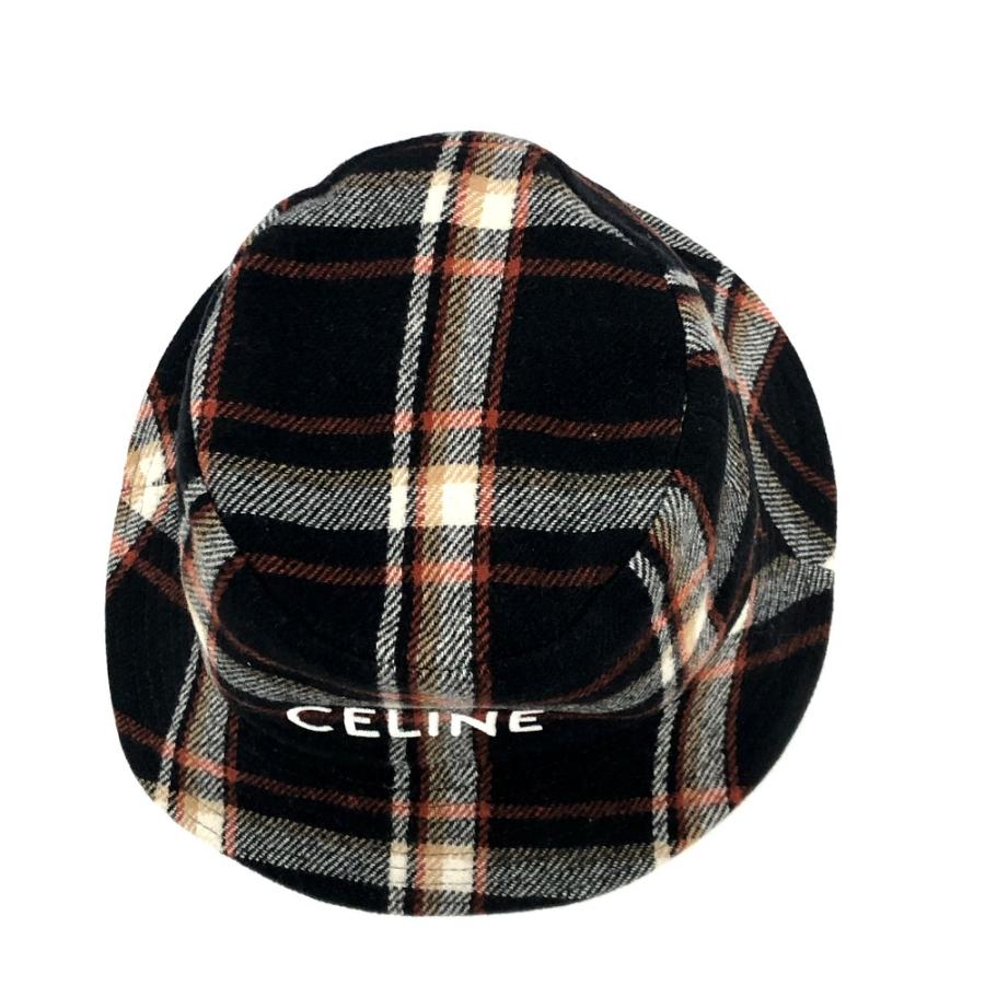 CELINE セリーヌ 2AU5B231L ロゴ チェック ハット帽 帽子 バケットハット ボブハット ウール ハット マルチカラー レディース【中古】 | CELINE | 05
