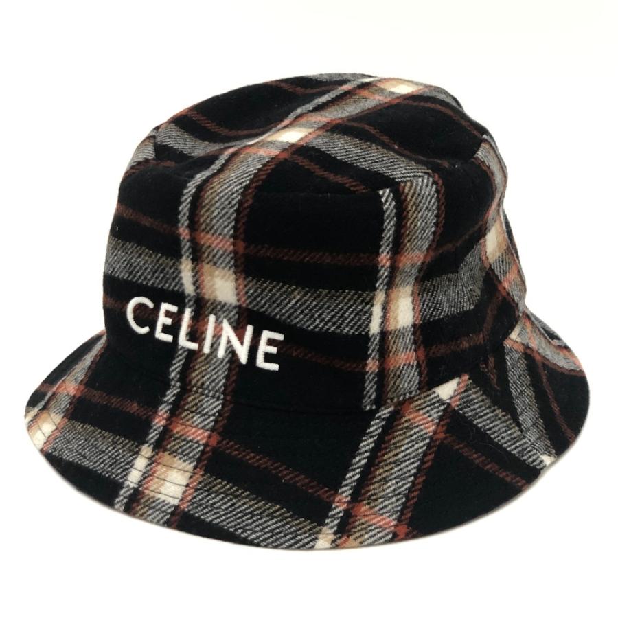 CELINE セリーヌ 2AU5B231L ロゴ チェック ハット帽 帽子 バケットハット ボブハット ウール ハット マルチカラー レディース【中古】 | CELINE | 06