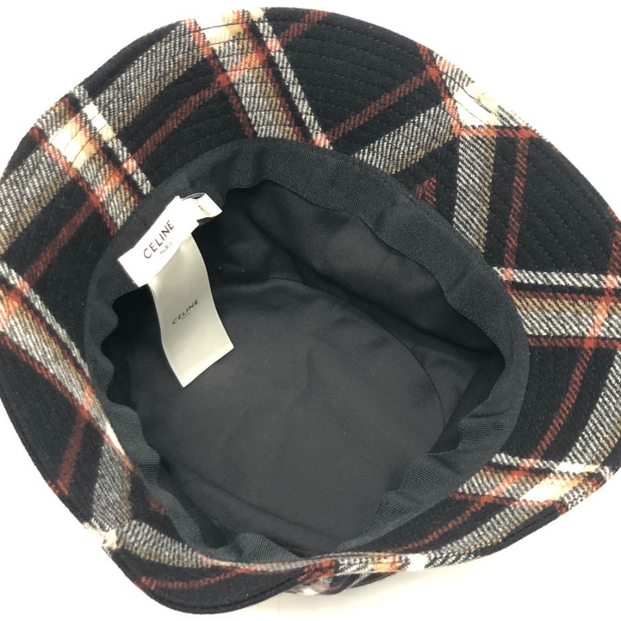 CELINE セリーヌ 2AU5B231L ロゴ チェック ハット帽 帽子 バケットハット ボブハット ウール ハット マルチカラー レディース【中古】 | CELINE | 07