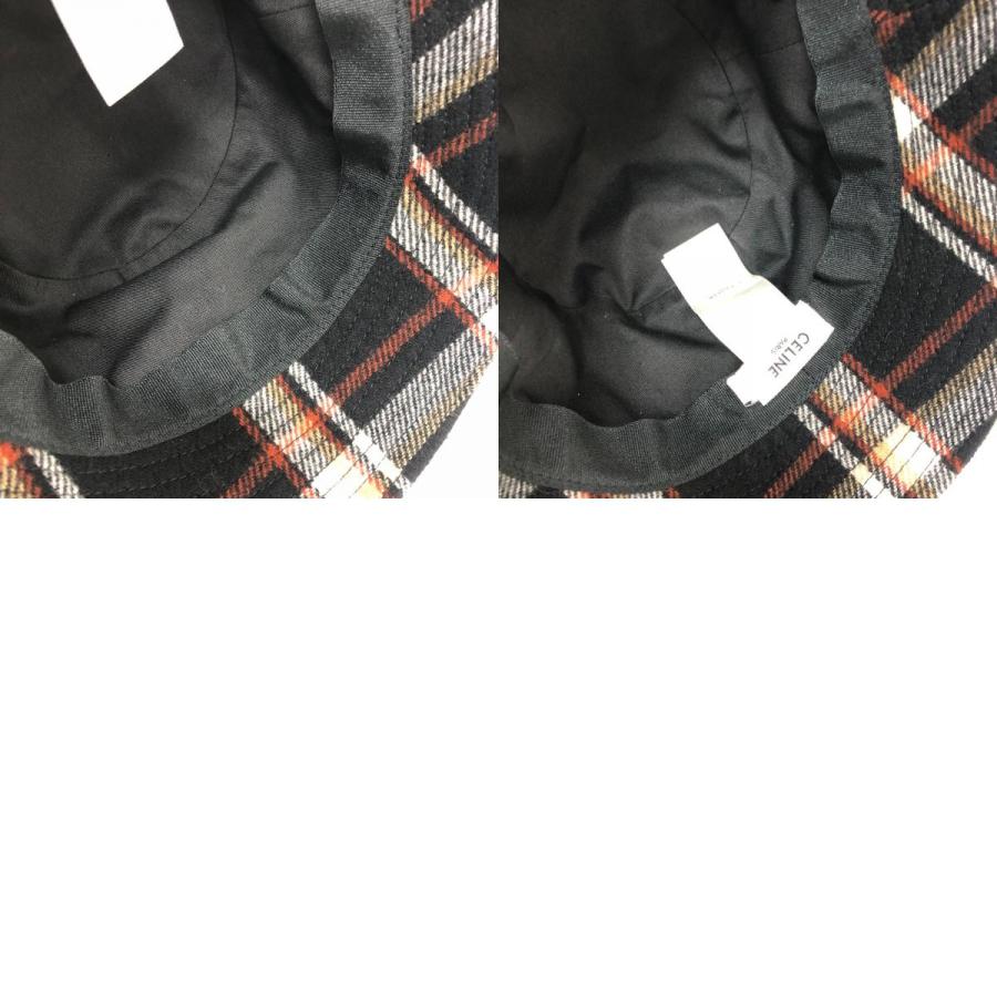 CELINE セリーヌ 2AU5B231L ロゴ チェック ハット帽 帽子 バケットハット ボブハット ウール ハット マルチカラー レディース【中古】 | CELINE | 09