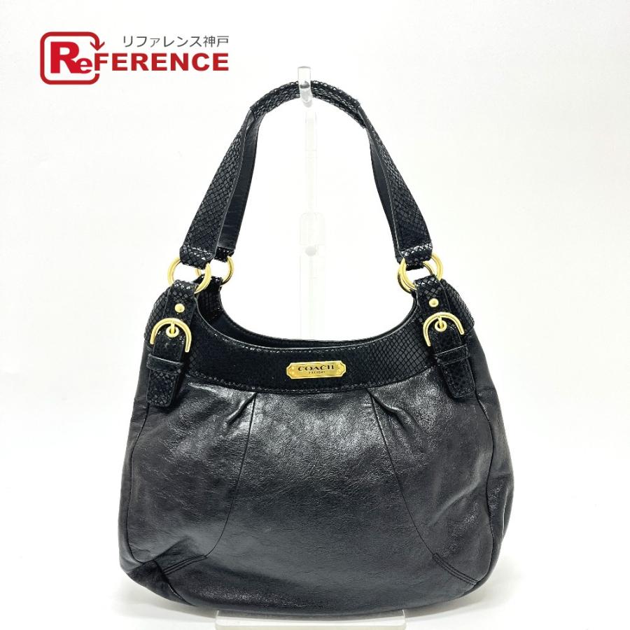COACH コーチ F19453 ロゴプレート 肩掛け カバン バッグ  ハンドバッグ ブラック レディース【中古】 | COACH