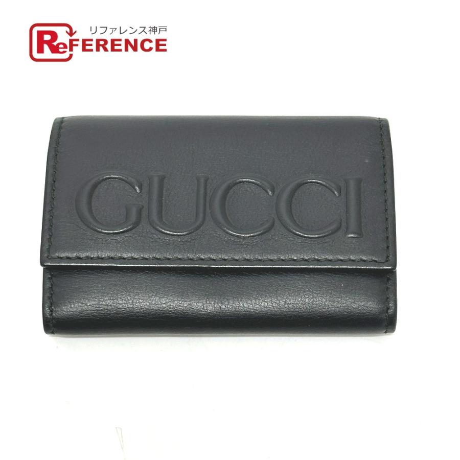 GUCCI グッチ 428781 エンボスロゴ キーホルダー キーリング 6連 キーケース ブラック レディース【中古】 | GUCCI