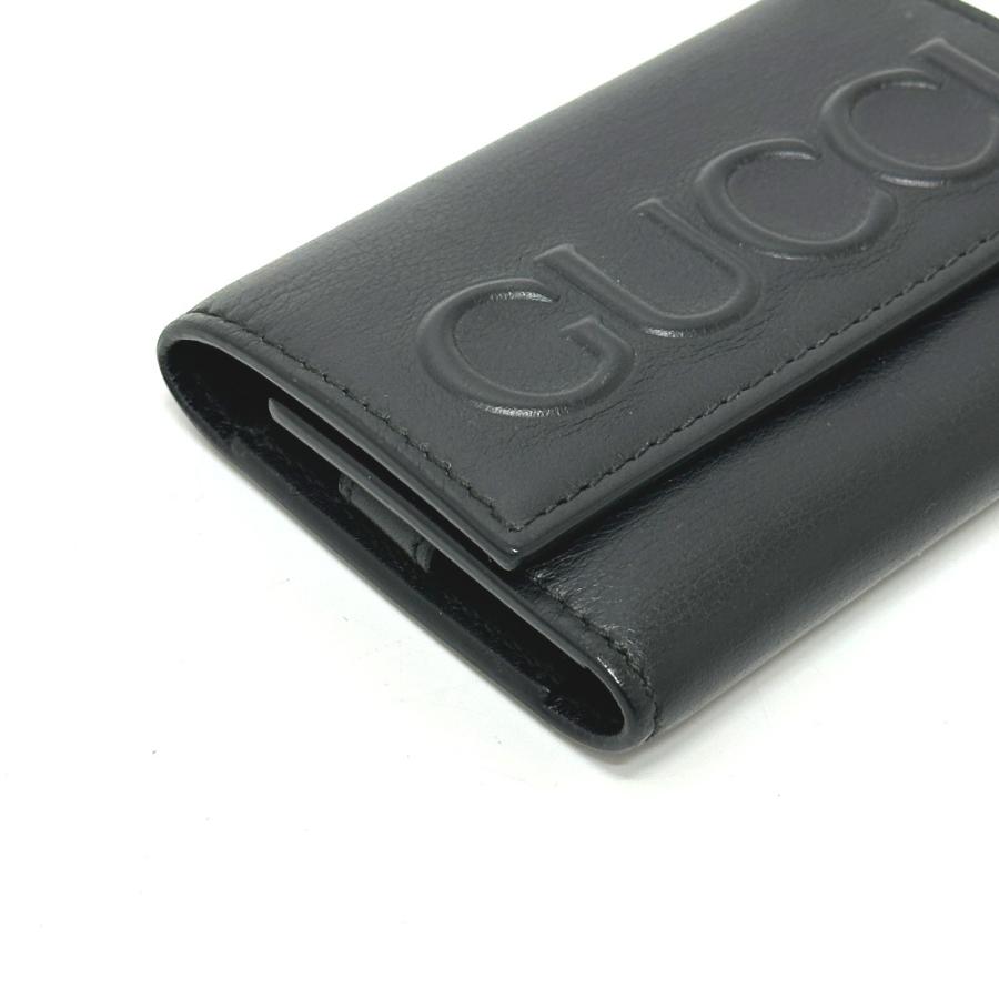 GUCCI グッチ 428781 エンボスロゴ キーホルダー キーリング 6連 キーケース ブラック レディース【中古】 | GUCCI | 02