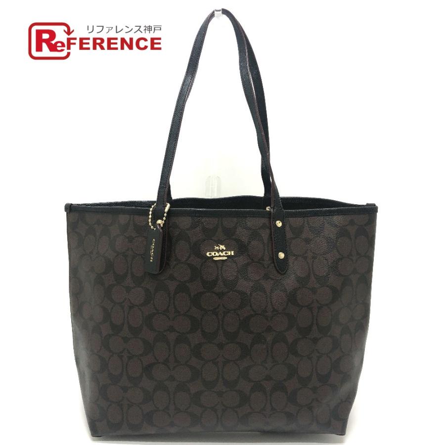 COACH コーチ シグネチャー カバン ハンドバッグ 肩掛け トートバッグ ブラウン レディース【中古】 | COACH