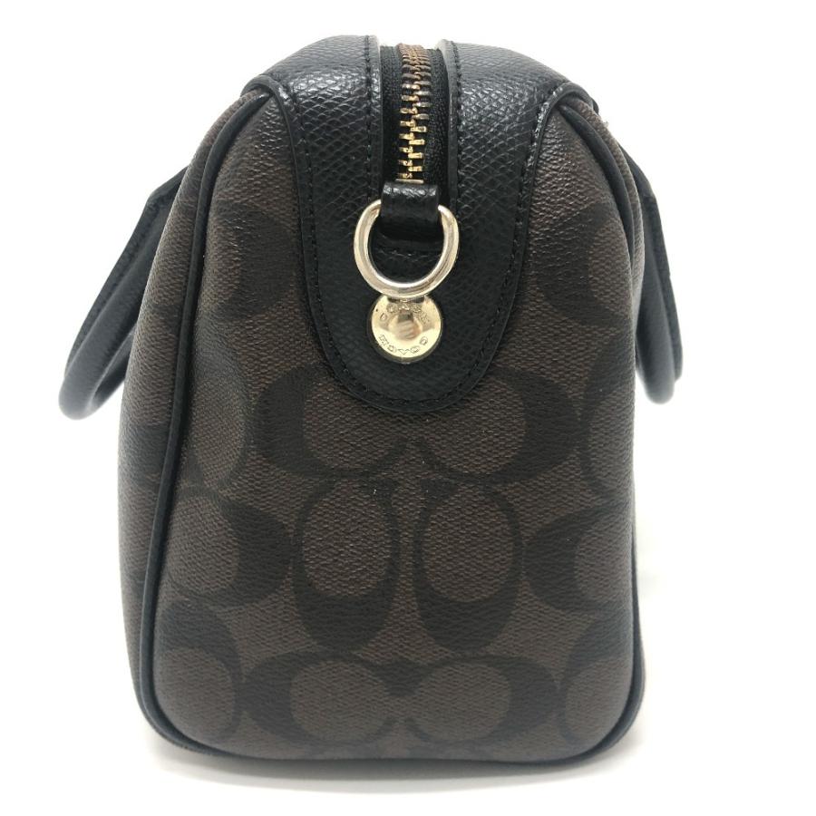 COACH コーチ F36702 シグネチャー カバン ミニ ボストン ハンドバッグ ブラウン×ブラック レディース【中古】 | COACH | 02