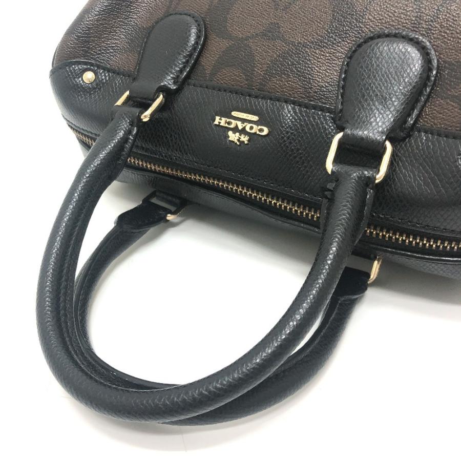 COACH コーチ F36702 シグネチャー カバン ミニ ボストン ハンドバッグ ブラウン×ブラック レディース【中古】 | COACH | 07