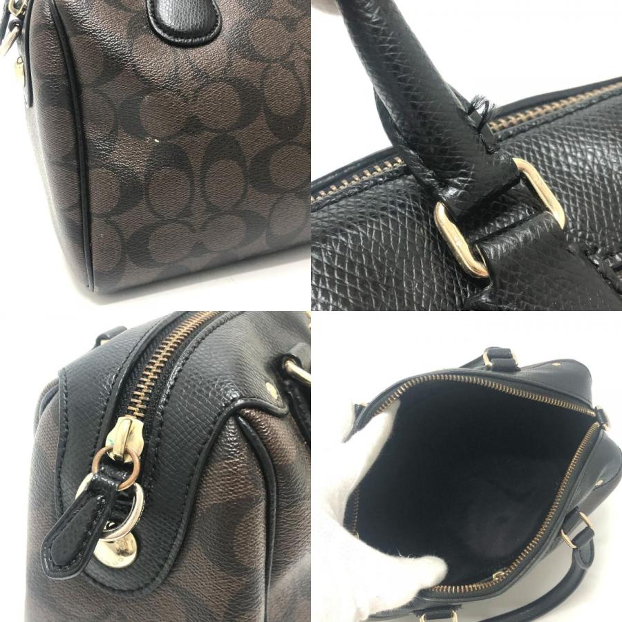 COACH コーチ F36702 シグネチャー カバン ミニ ボストン ハンドバッグ ブラウン×ブラック レディース【中古】 | COACH | 08