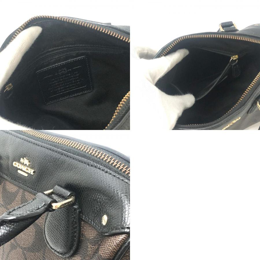 COACH コーチ F36702 シグネチャー カバン ミニ ボストン ハンドバッグ ブラウン×ブラック レディース【中古】 | COACH | 09
