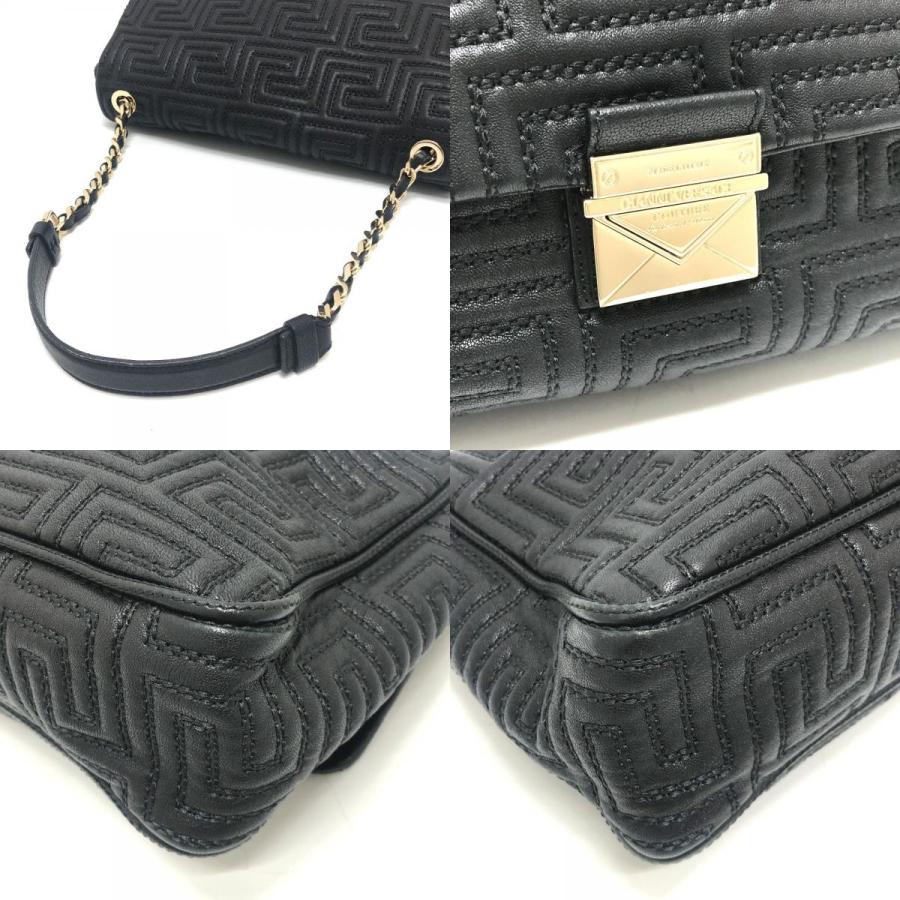 GIANNI VALENTINO ジャンニ・ヴァレンティノ グレカ柄 カバン ステッチ チェーン 肩掛け ショルダーバッグ ブラック レディース【中古】 |  | 07