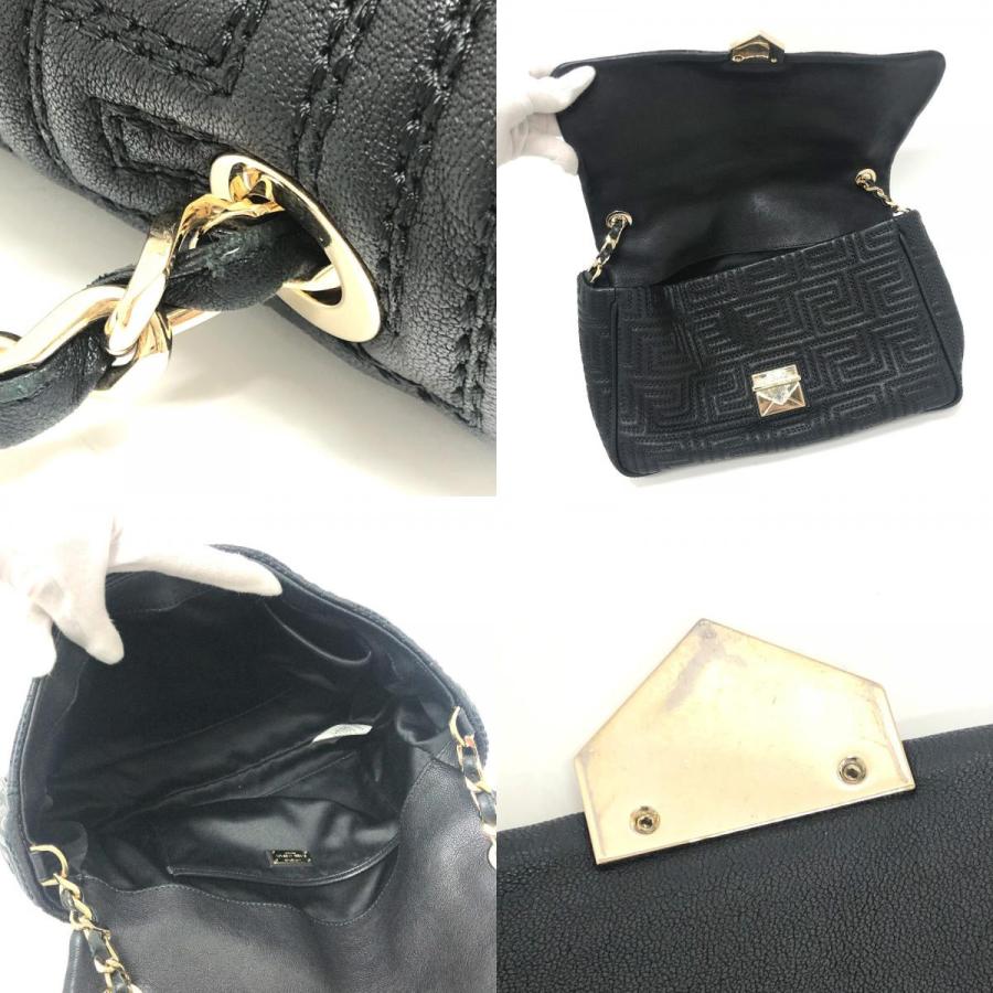 GIANNI VALENTINO ジャンニ・ヴァレンティノ グレカ柄 カバン ステッチ チェーン 肩掛け ショルダーバッグ ブラック レディース【中古】 |  | 08