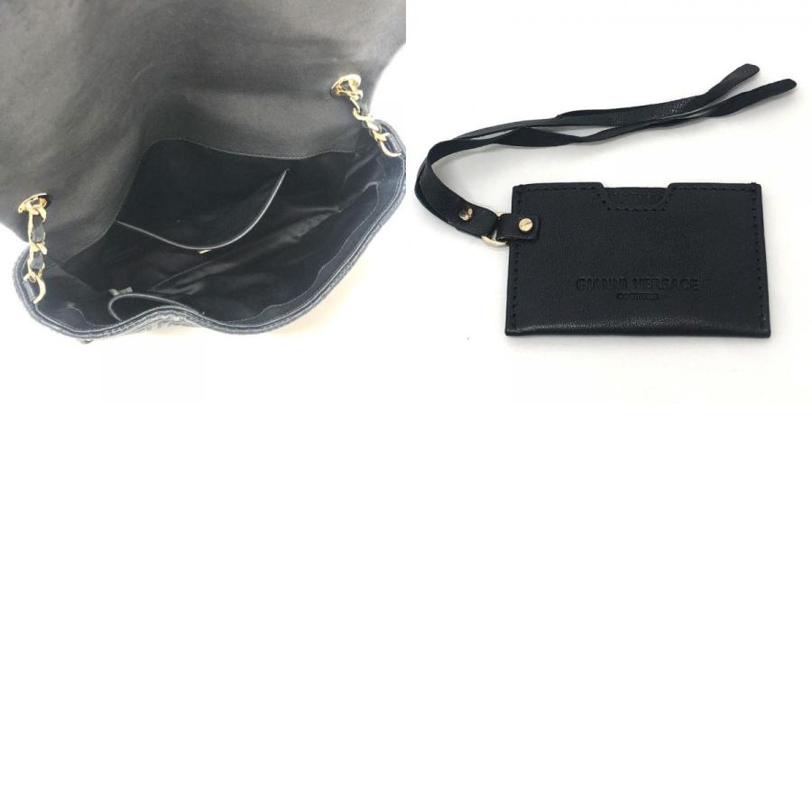 GIANNI VALENTINO ジャンニ・ヴァレンティノ グレカ柄 カバン ステッチ チェーン 肩掛け ショルダーバッグ ブラック レディース【中古】 |  | 09