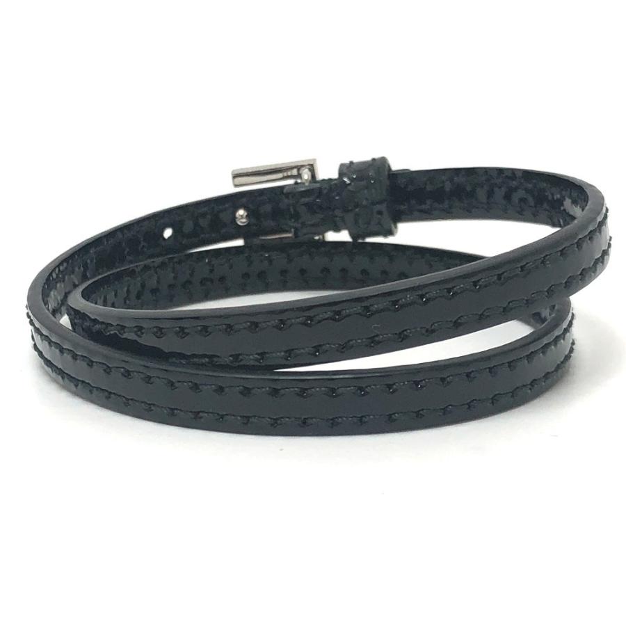 GUCCI グッチ 623237 Gロゴ ラインストーン チョーカー アクセサリー バングル ベルト 腕輪  ブレスレット ブラック レディース【中古】 | GUCCI | 01