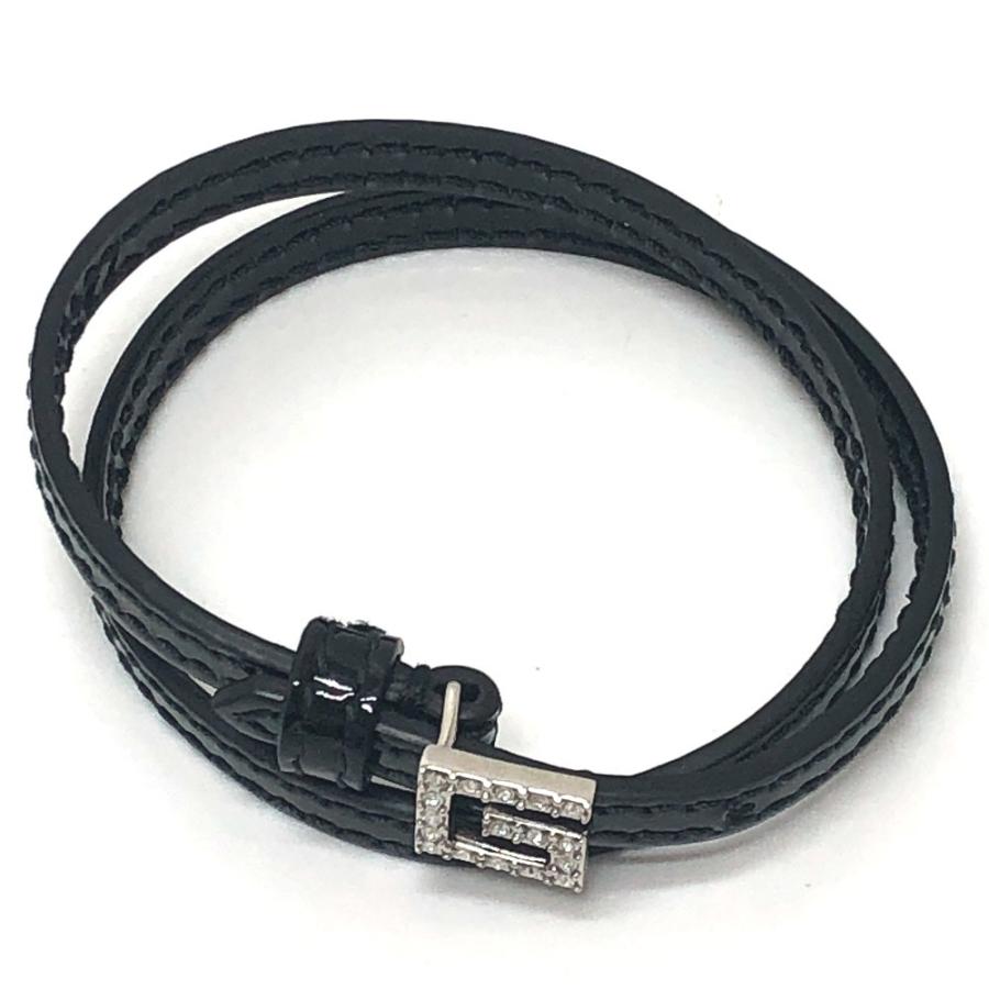 GUCCI グッチ 623237 Gロゴ ラインストーン チョーカー アクセサリー バングル ベルト 腕輪  ブレスレット ブラック レディース【中古】 | GUCCI | 02