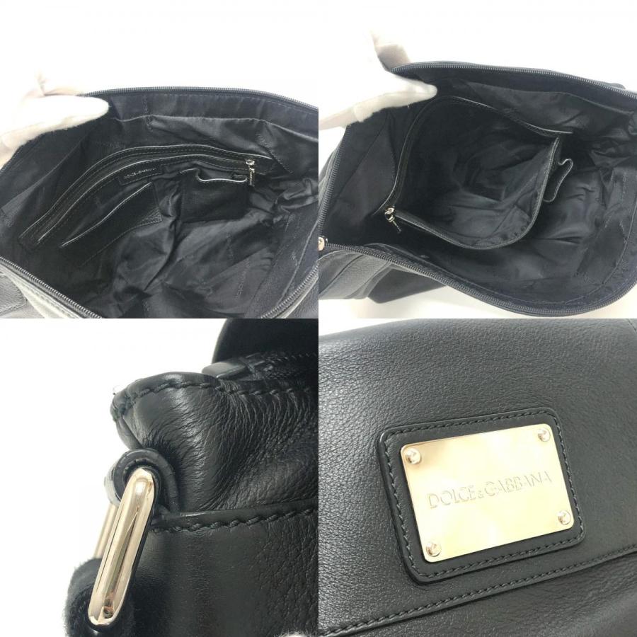 DOLCE&GABBANA ドルチェアンドガッバーナ ロゴプレート フラップ メッセンジャー 斜め掛け ショルダーバッグ ブラック レディース【中古】 |  | 08