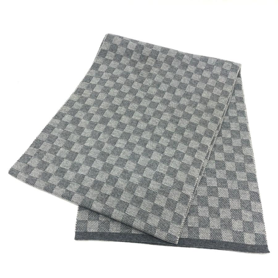 美品 LOUIS VUITTON ルイヴィトン M70517 エシャルプ・プティダミエ  アパレル マフラー ストール LVロゴ グレー レディース【中古】 | LOUIS VUITTON | 01