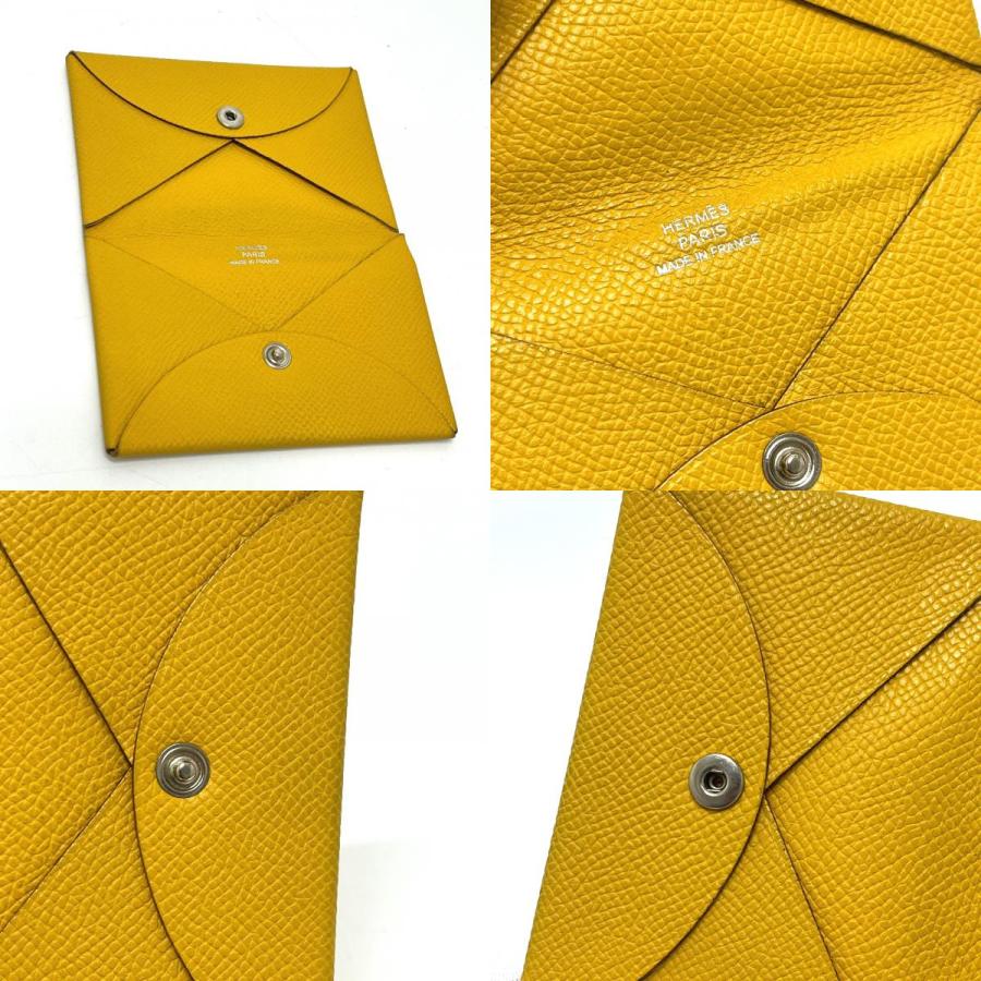HERMES エルメス カルヴィ 名刺入れ 革小物 パスケース  カードケース イエロー系 レディース【中古】 | HERMES | 08