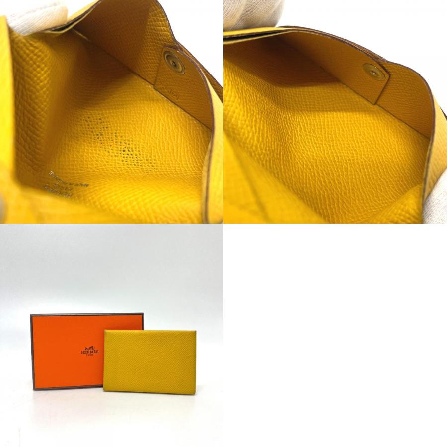 HERMES エルメス カルヴィ 名刺入れ 革小物 パスケース  カードケース イエロー系 レディース【中古】 | HERMES | 09