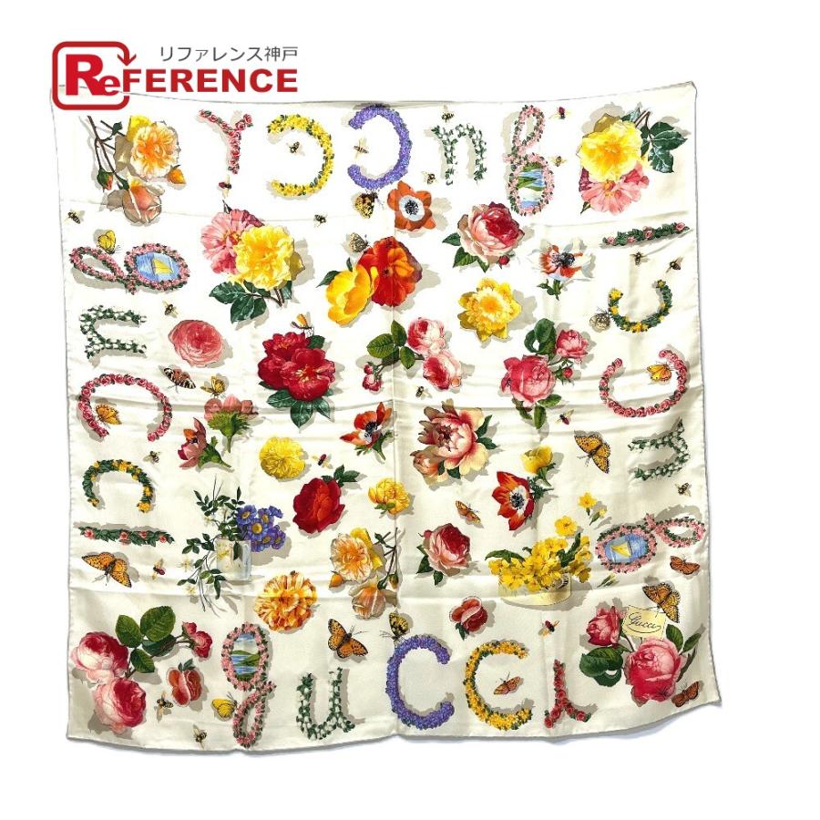 GUCCI グッチ フローラライン 花 昆虫 ファッション小物 アパレル 花柄 大判 スカーフ ベージュ レディース【中古】 | GUCCI