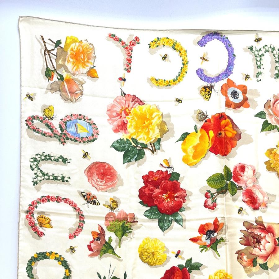 GUCCI グッチ フローラライン 花 昆虫 ファッション小物 アパレル 花柄 大判 スカーフ ベージュ レディース【中古】 | GUCCI | 01