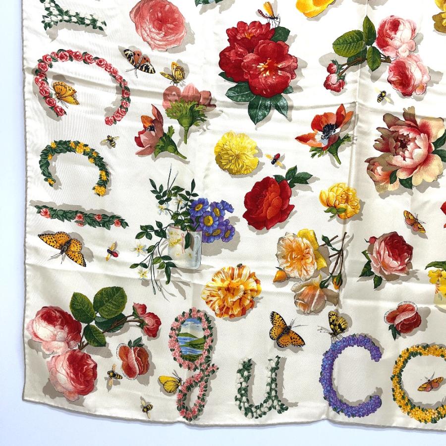 GUCCI グッチ フローラライン 花 昆虫 ファッション小物 アパレル 花柄 大判 スカーフ ベージュ レディース【中古】 | GUCCI | 03