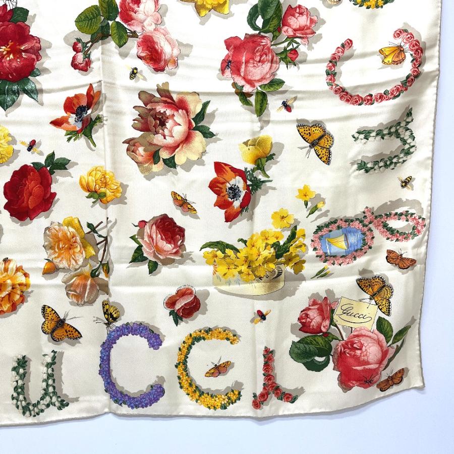 GUCCI グッチ フローラライン 花 昆虫 ファッション小物 アパレル 花柄 大判 スカーフ ベージュ レディース【中古】 | GUCCI | 04