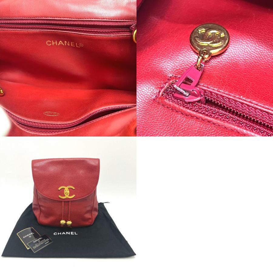 CHANEL シャネル ココボール ココマーク バックパック チェーンショルダー リュック カバン リュックサック レッド レディース【中古】 | CHANEL | 09