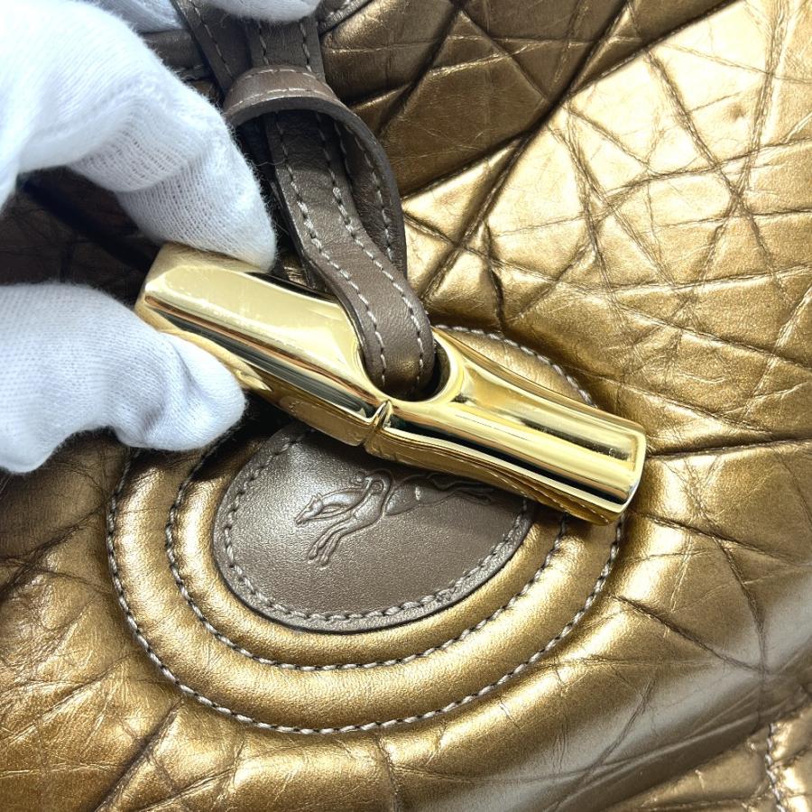 Longchamp ロンシャン ロゴ カバン ハンドバッグ トートバッグ ショルダーバッグ ブロンズゴールド レディース【中古】 | LONGCHAMP | 07