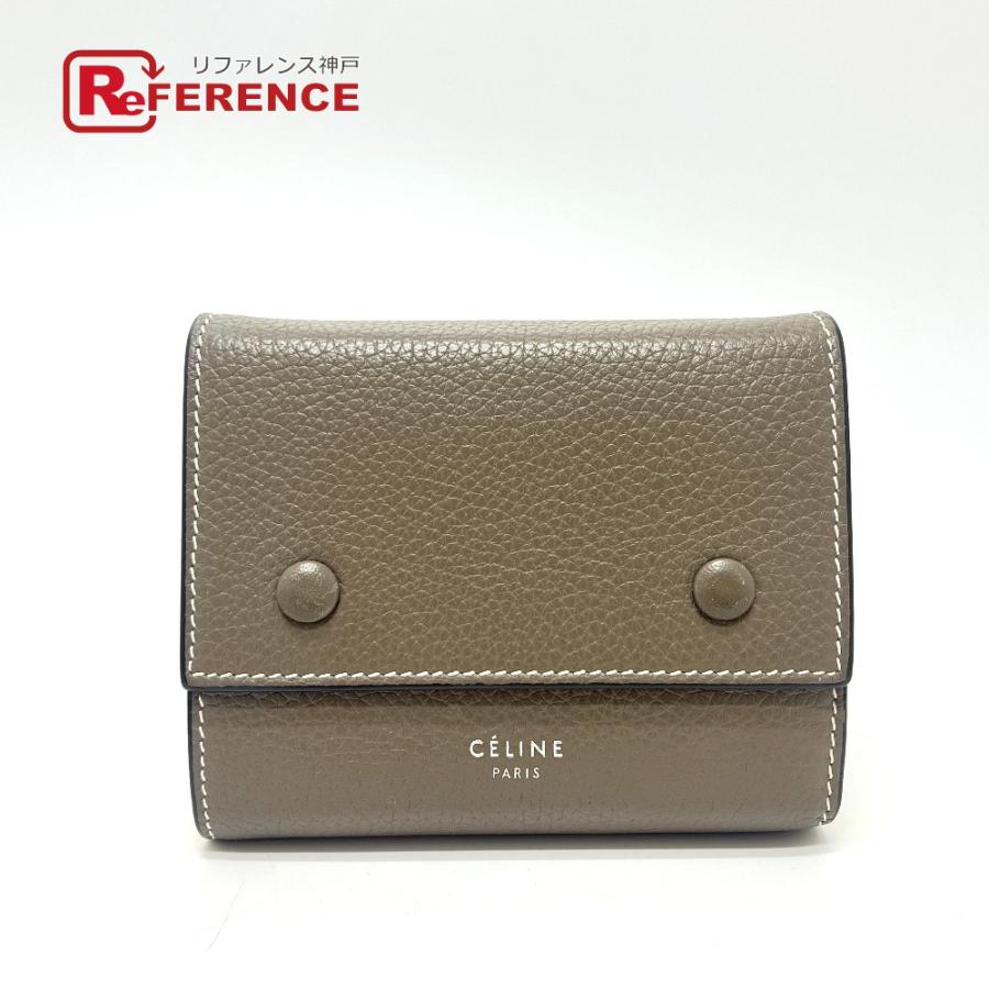 CELINE セリーヌ 104903XFL.09SO スモール トリフォールドウォレット 3つ折り財布 グレーベージュ/イエロー レディース【中古】 | CELINE