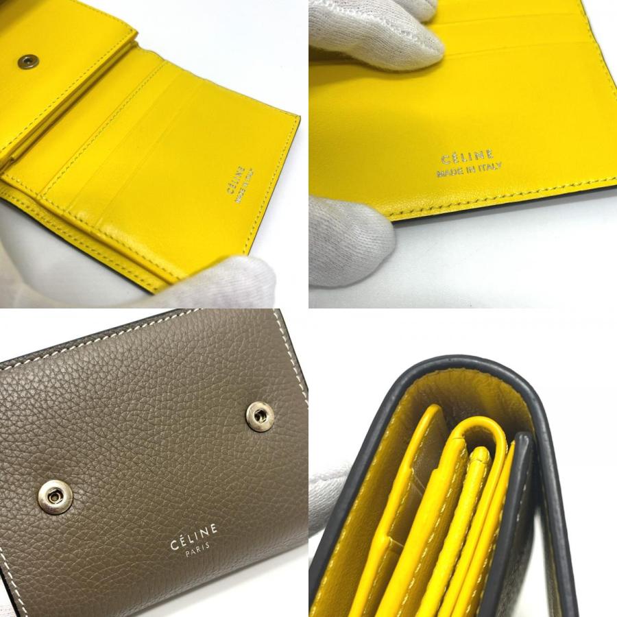 CELINE セリーヌ 104903XFL.09SO スモール トリフォールドウォレット 3つ折り財布 グレーベージュ/イエロー レディース【中古】 | CELINE | 08
