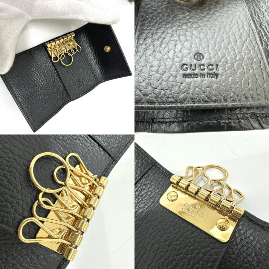 ◇極美品◇グッチ GGマーモント 6連キーケース レザー ブラック×ゴールド金具 GUCCI（グッチ） 未使用 456118 GGマーモント 6連 キーケース ブラック