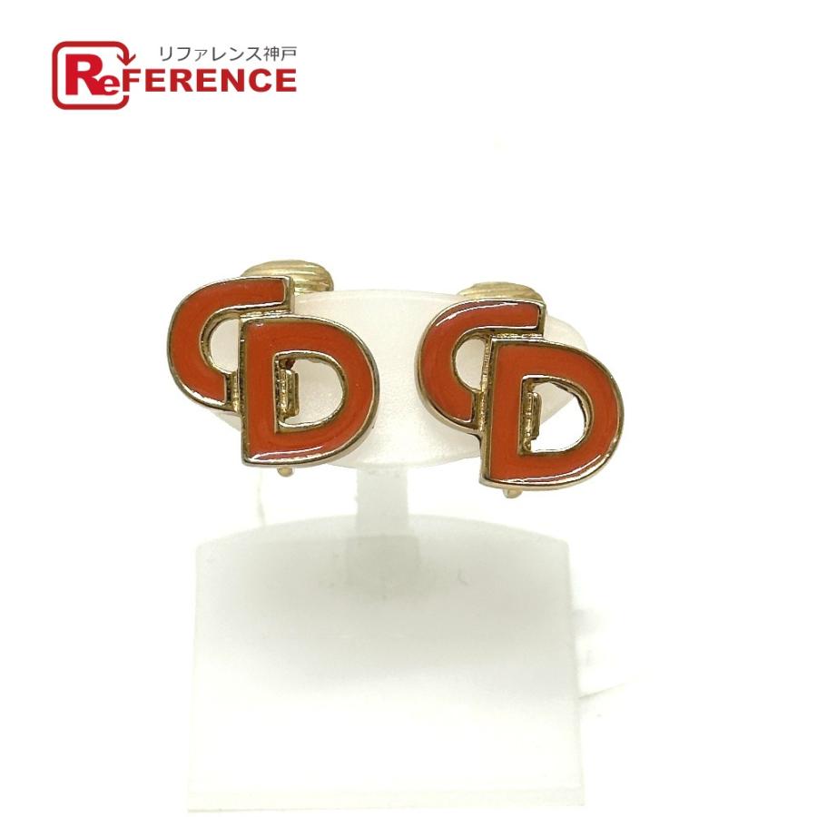 Christian Dior クリスチャンディオール CD ロゴ アクセサー クリップイヤリング イヤリング ゴールド×サーモンピンク レディース【中古】 | 