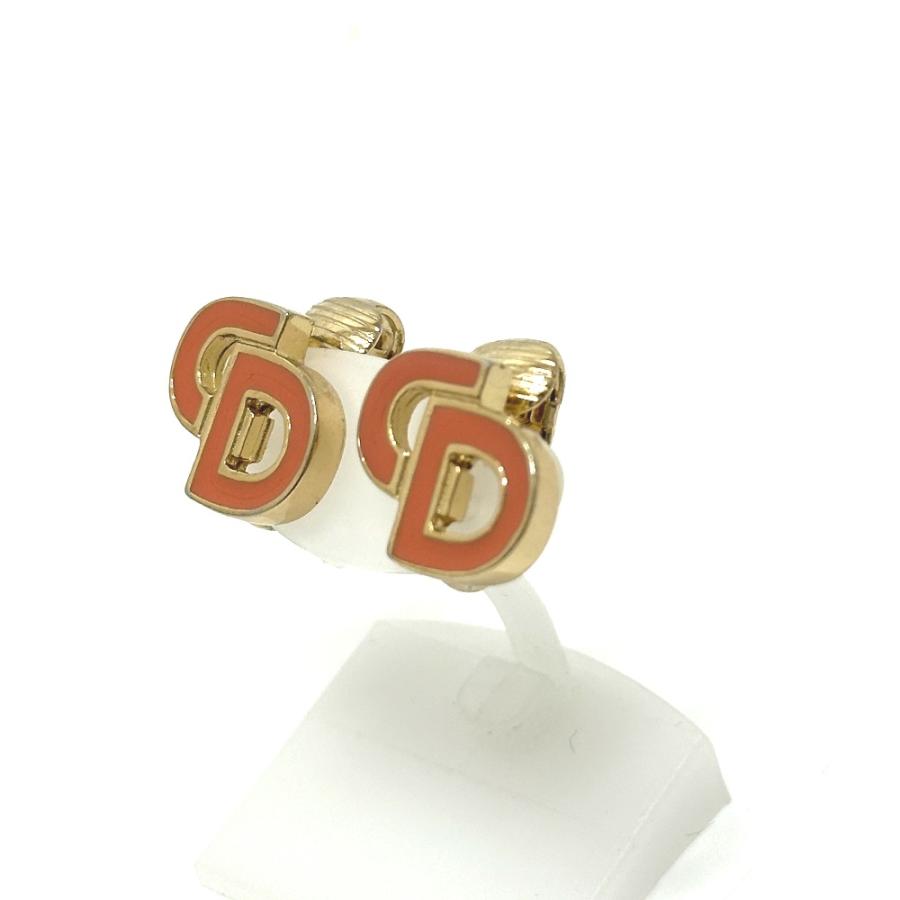 Christian Dior クリスチャンディオール CD ロゴ アクセサー クリップイヤリング イヤリング ゴールド×サーモンピンク レディース【中古】 |  | 01