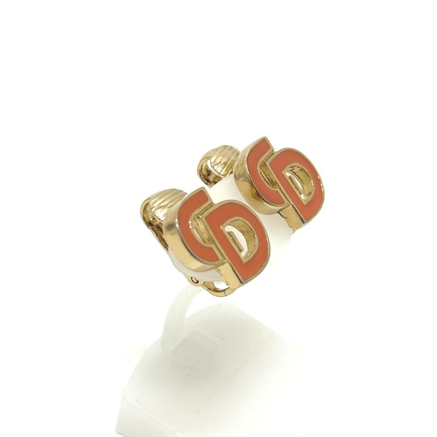 Christian Dior クリスチャンディオール CD ロゴ アクセサー クリップイヤリング イヤリング ゴールド×サーモンピンク レディース【中古】 |  | 02