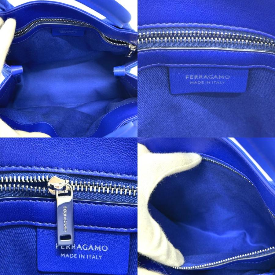 Salvatore Ferragamo サルヴァトーレフェラガモ 214988 ロゴ ビーチ スモール カバン ハンドバッグ ブルー レディース【中古】 |  | 08